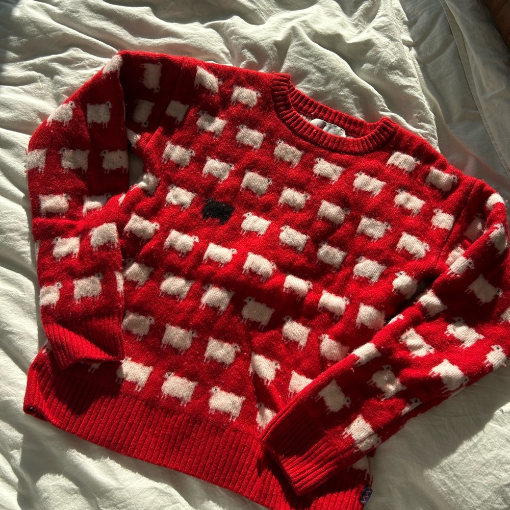 Rowing Blazers Red and White Sheep Pattern Sweater